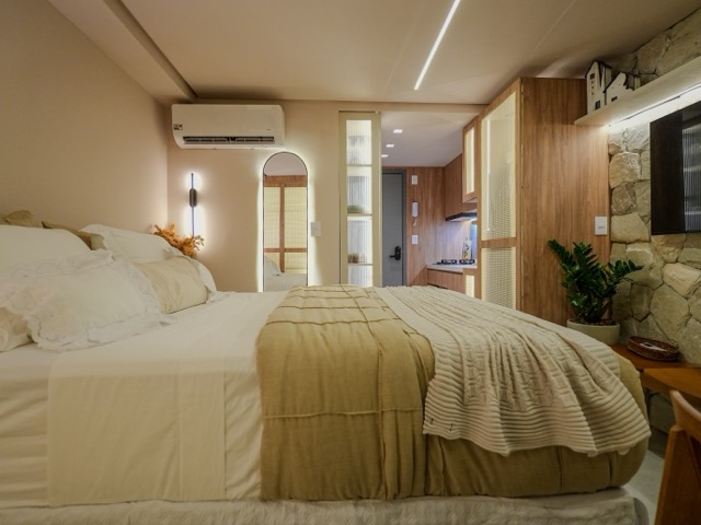 Flat João Pessoa - Quarto aconchegante para viagem relaxante